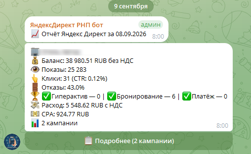 Отчёт: 6 бронирований